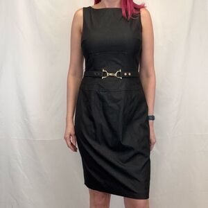 Cache Women's Belted Pencil Dress Size 12 Gray Sleeveless Career Office Sheath